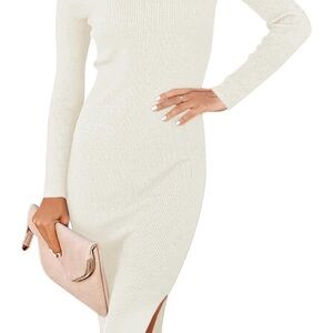 Elegant Cream/White Knit Dress